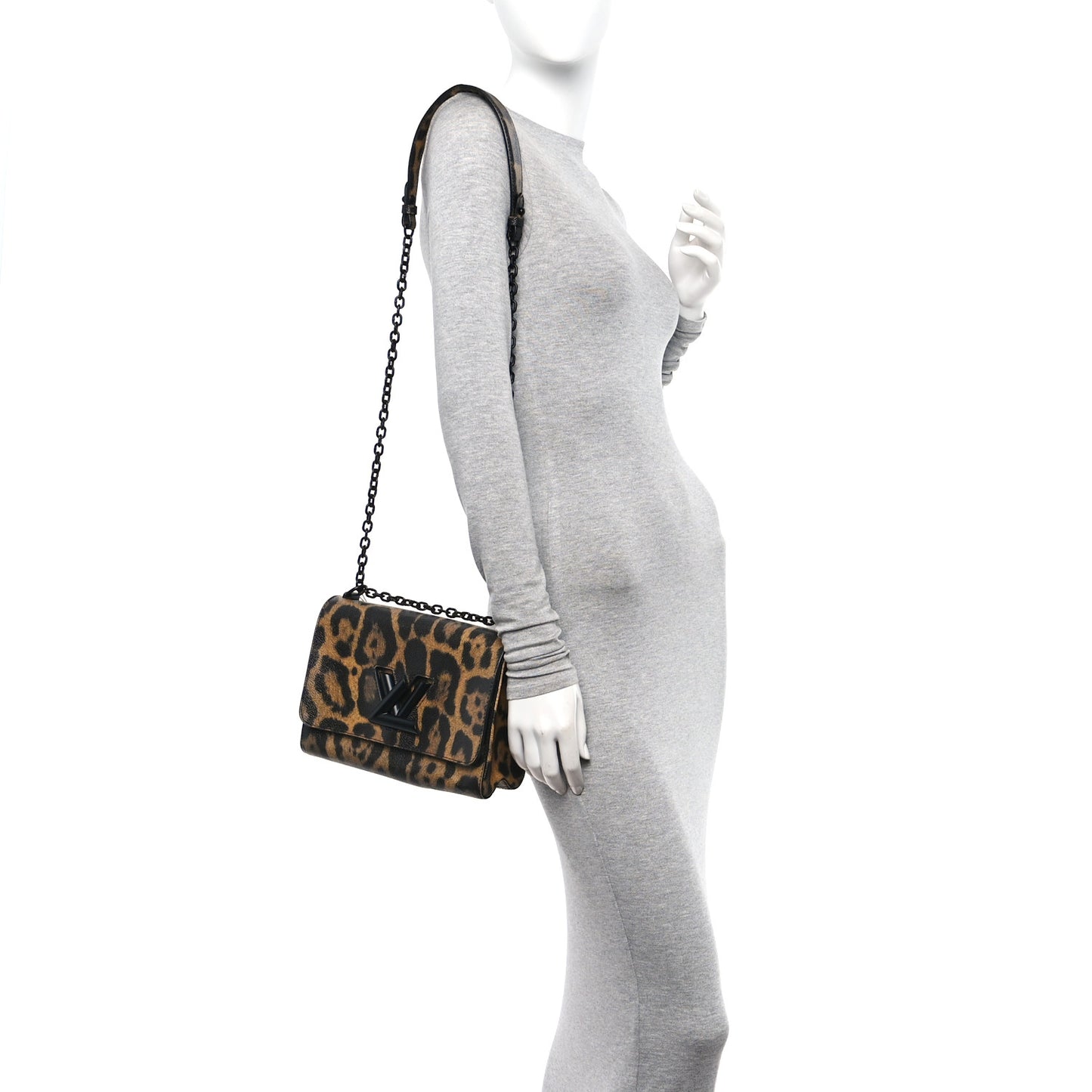 Calfskin Wild Animal Print Twist Shoulder Bag MM