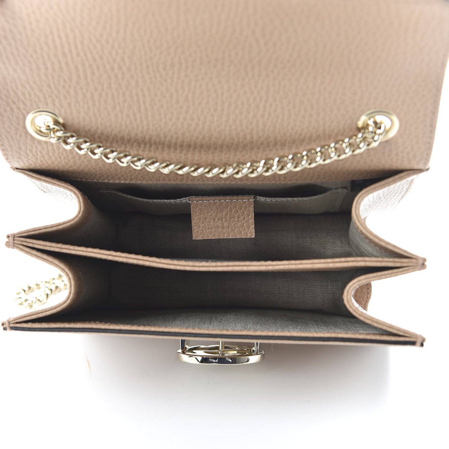 Dollar Calfskin Small Interlocking G Shoulder Bag Camelia