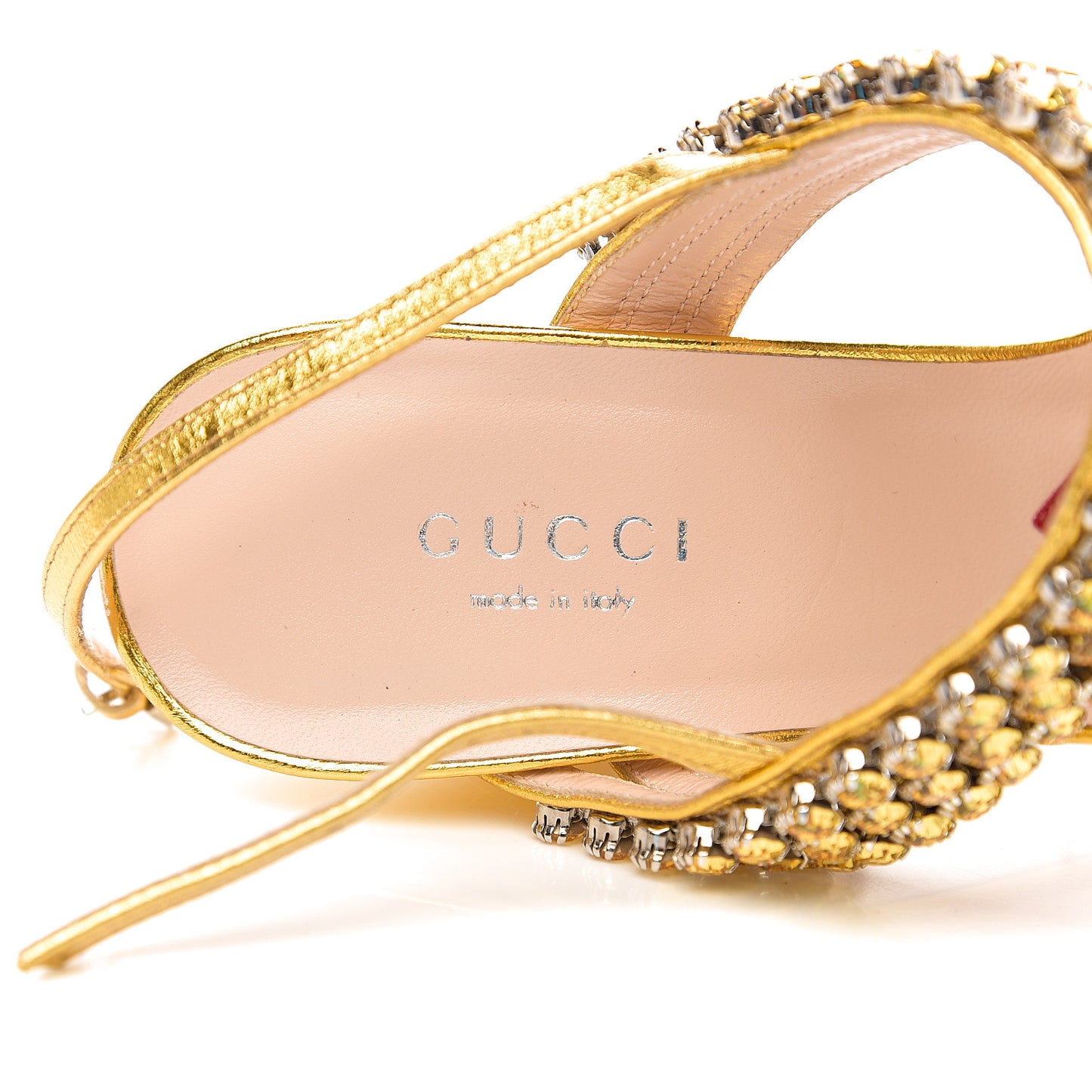 Nappa Silk Crystal Bertie High Heel Sandals 36.5 Gold