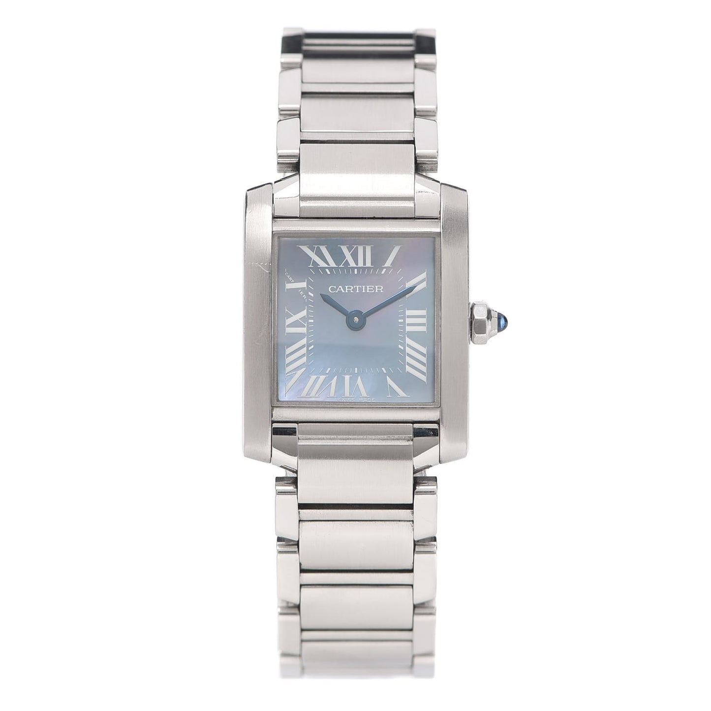 Stainless Steel Blue Mother of Pearl 20mm Tank Francaise Quartz Watch