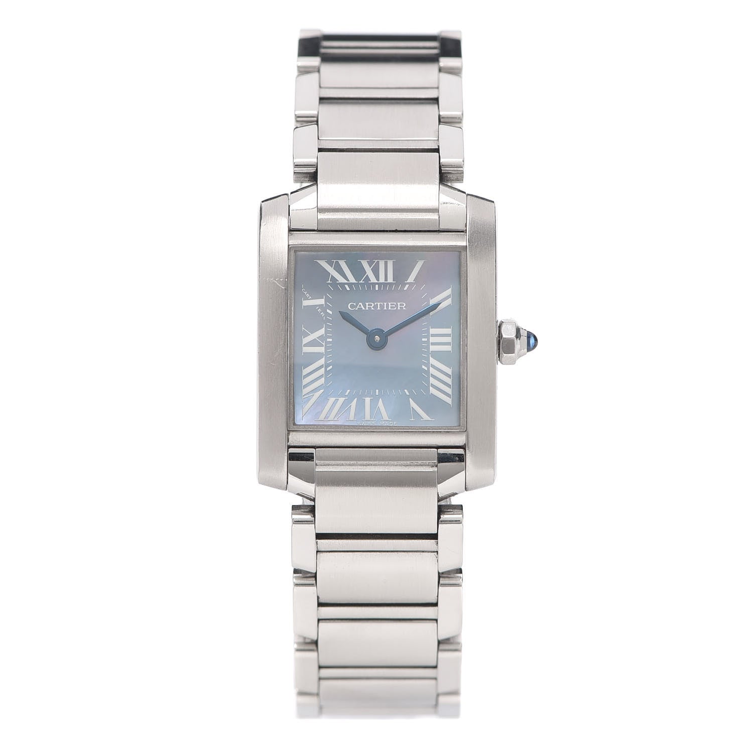 Cartier Stainless Steel Blue Mother of Pearl 20mm Tank Francaise Quartz Watch 1 of 5