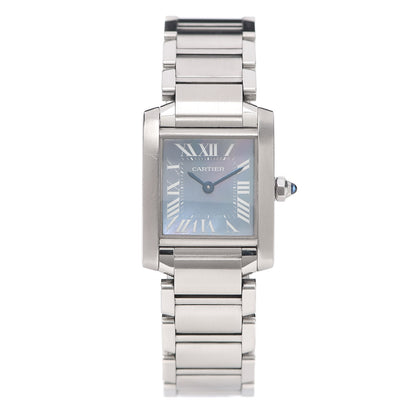 Cartier Stainless Steel Blue Mother of Pearl 20mm Tank Francaise Quartz Watch 1 of 5