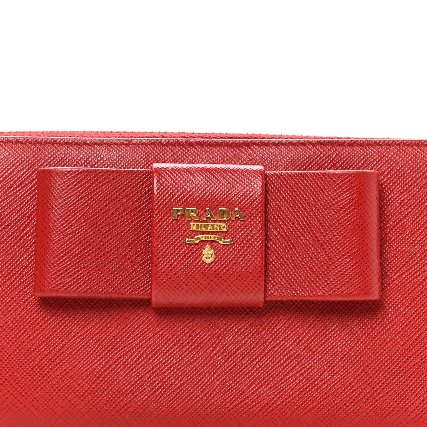 Saffiano Fiocco Bow Zip Around Wallet Fuoco