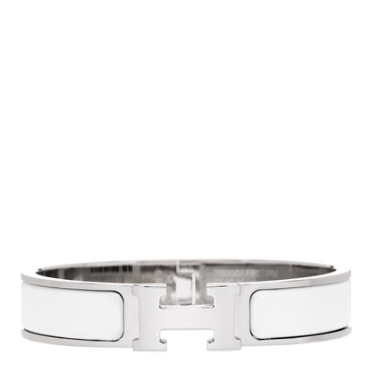 Hermes Enamel Narrow Clic Clac H Bracelet PM White 1 of 4
