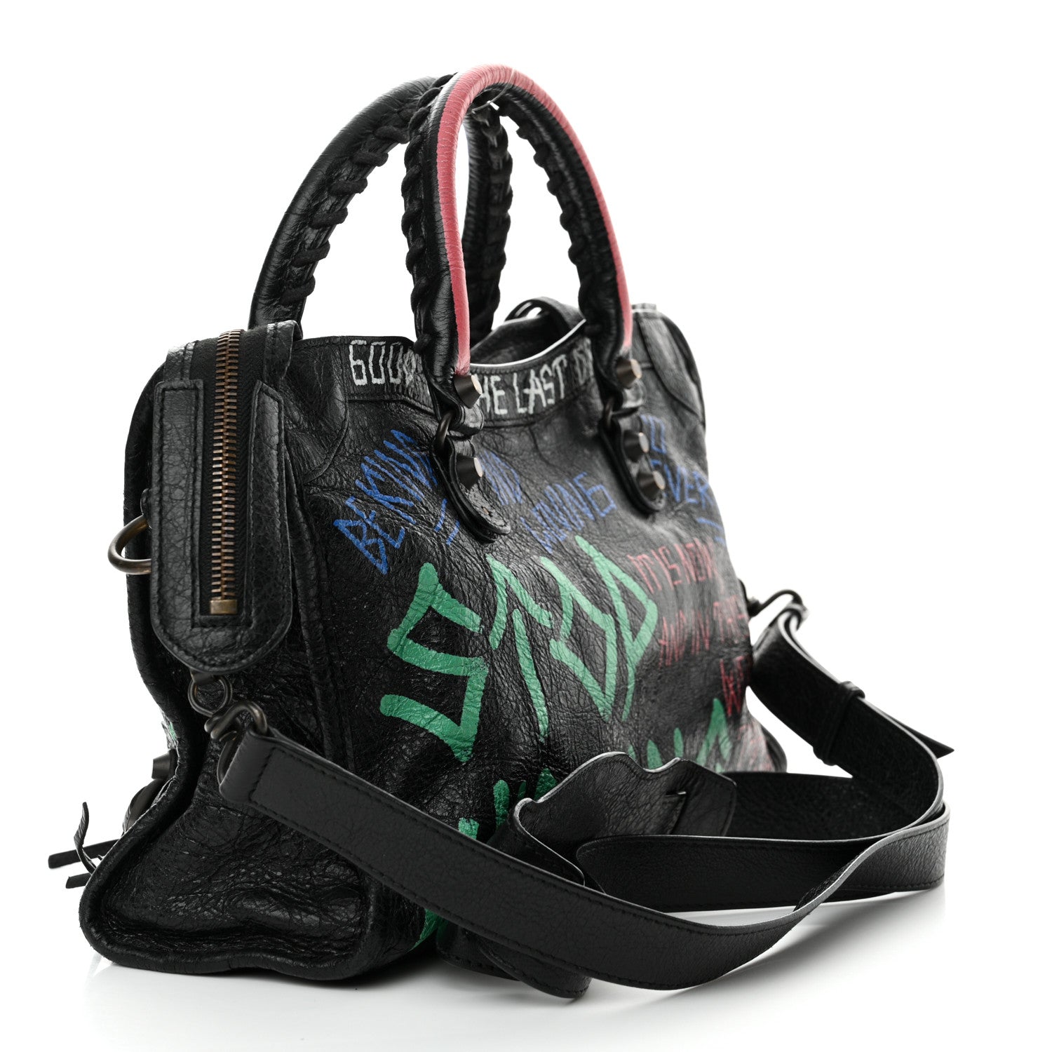 Balenciaga Agneau Graffiti All Over Classic Hardware S City Black Vert Rouge 4 of 12