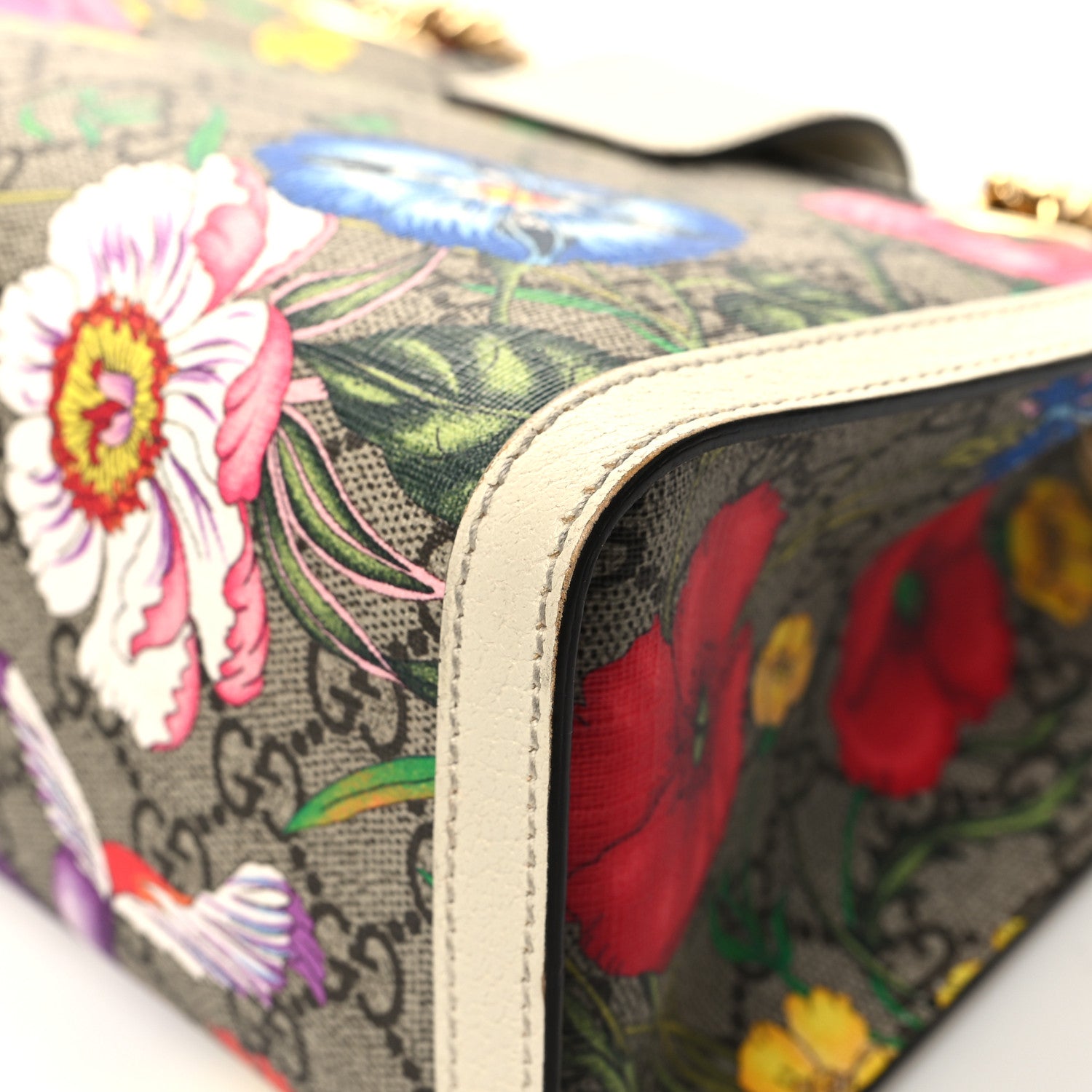 Gucci GG Supreme Monogram Flora Textured Calfskin Small Padlock Tote Beige Ebony Multicolor Mystic White 11 of 13