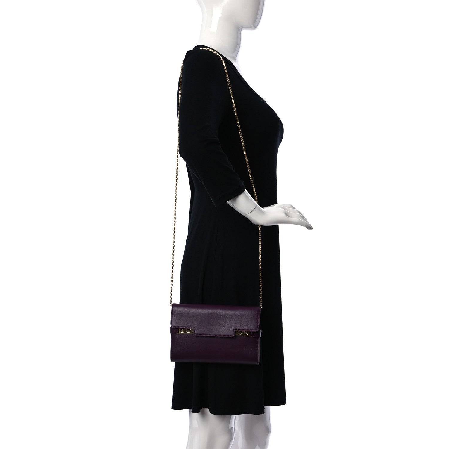 Delvaux Calfskin Tempete Pochette Burgundy 2 of 10