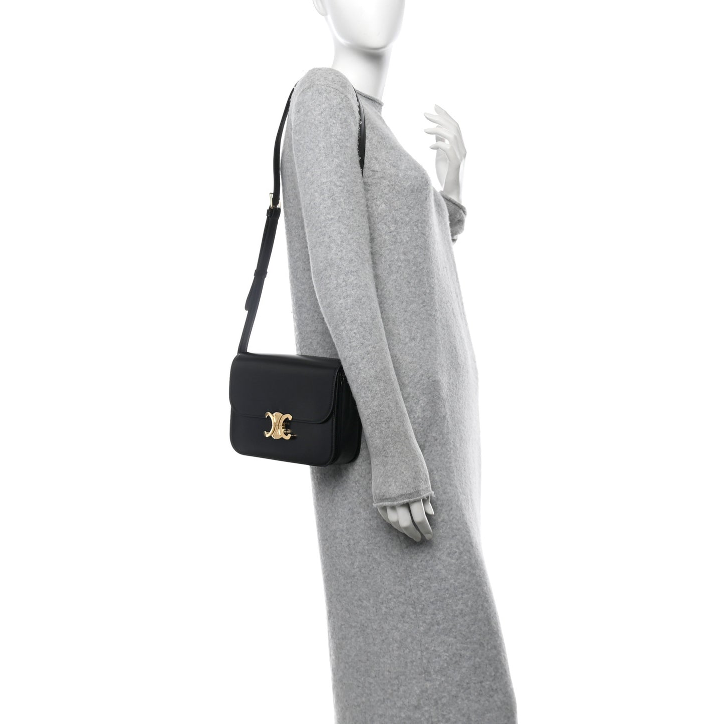 Shiny Calfskin Medium Triomphe Black