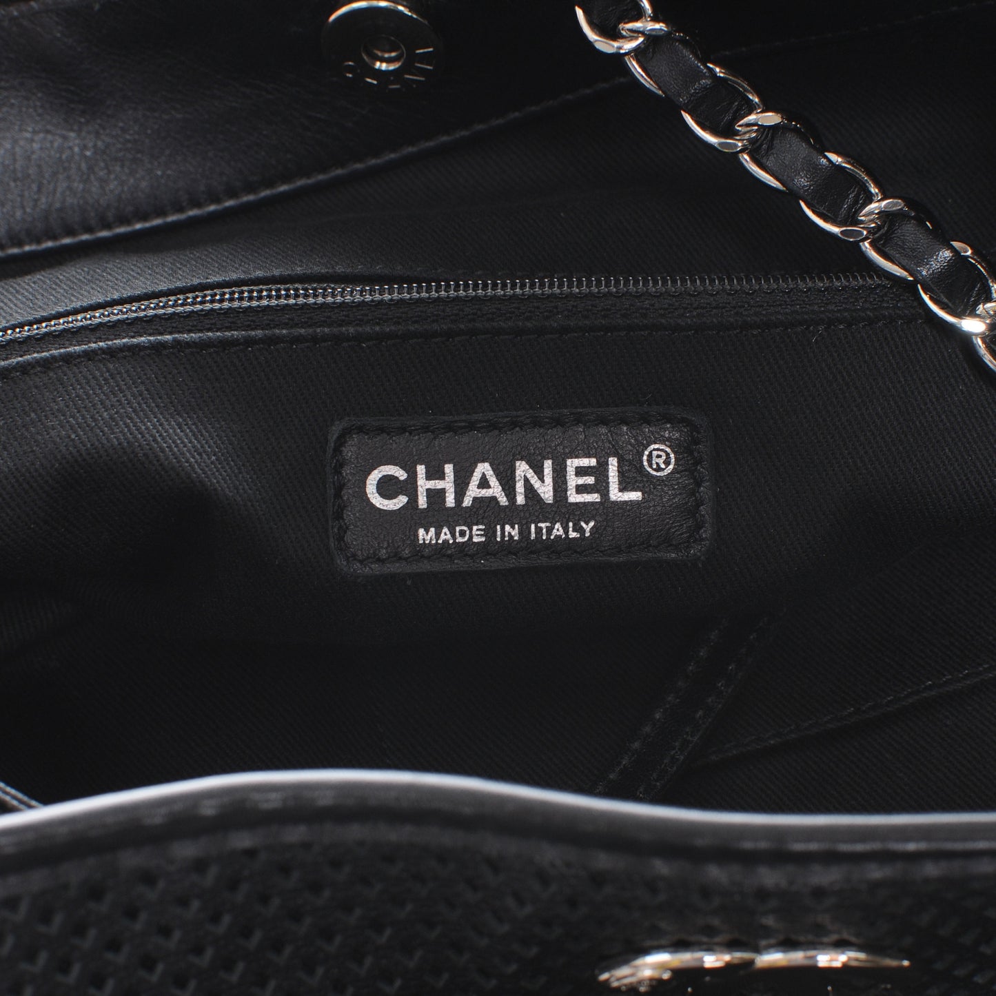 Calfskin Perforated Up In The Air Tote Black