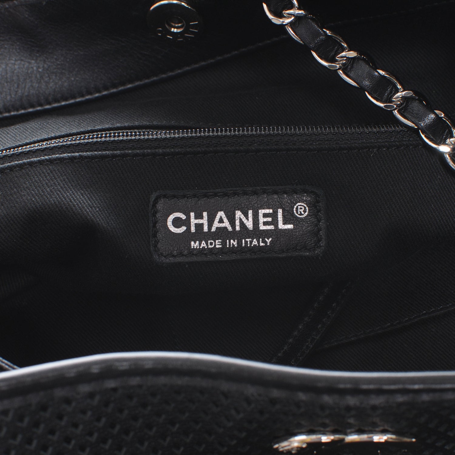 Chanel Calfskin Perforated Up In The Air Tote Black 6 of 7