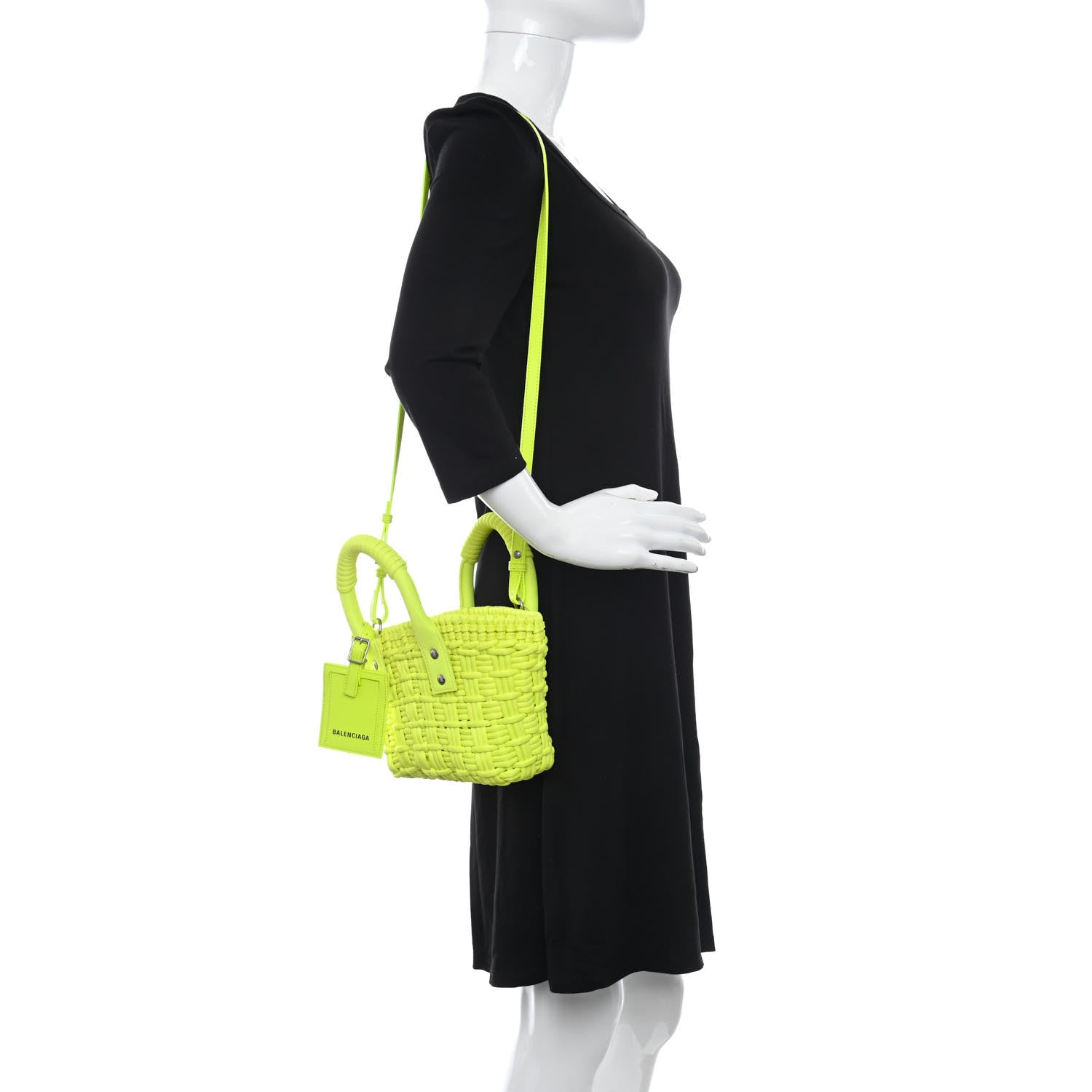 Balenciaga Faux Calfskin XXS Bistro Basket Fluo Yellow 1100493
