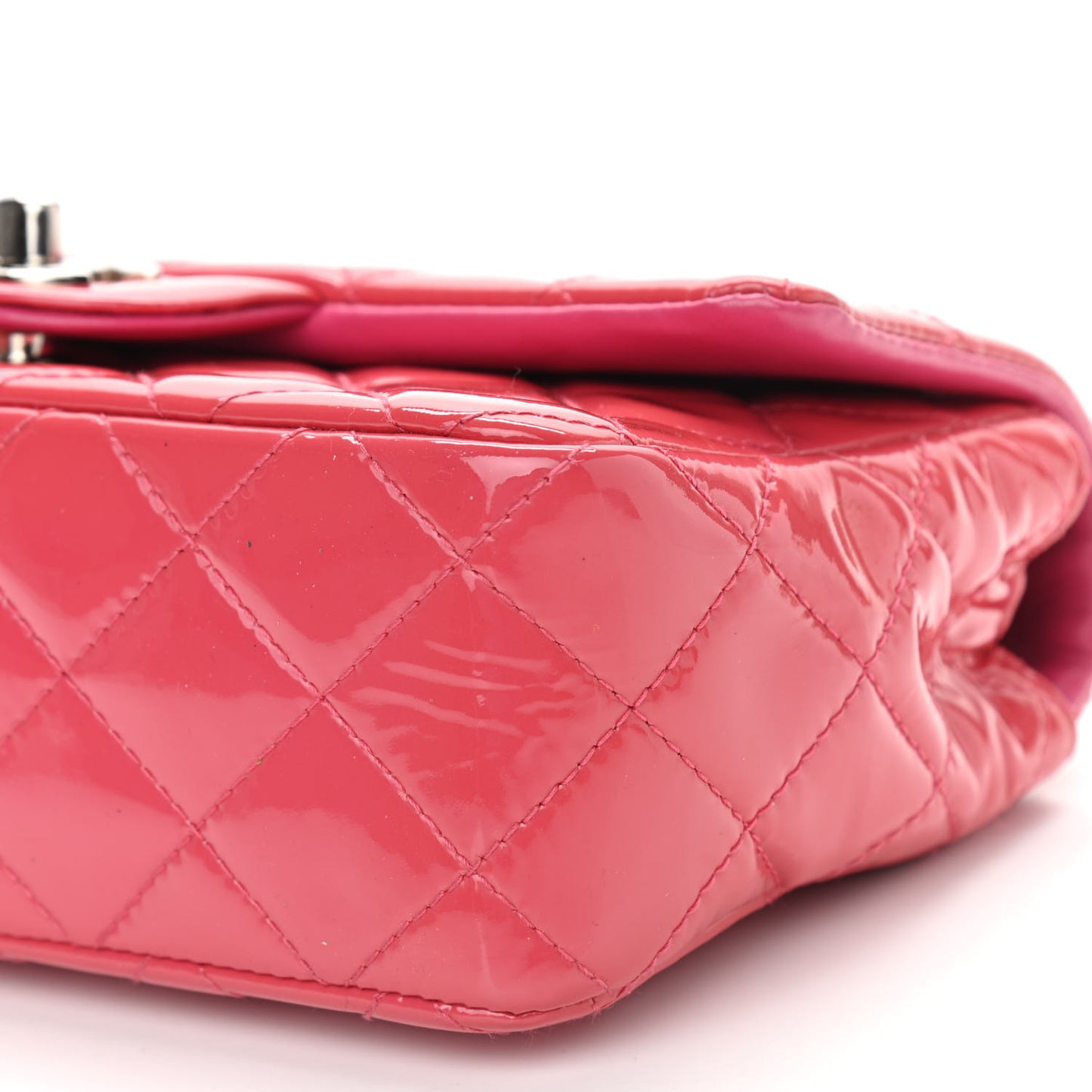 Patent Quilted Mini Rectangular Flap Pink