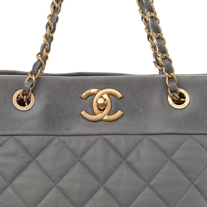 Chanel Calfskin Quilted Large Soft Elegance Tote Grey 8 of 12