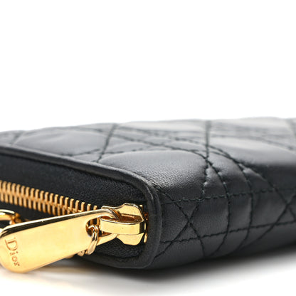 Christian Dior Lambskin Cannage Lady Dior Zip Wallet Black 8 of 13