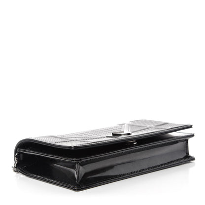 Christian Dior Metallic Patent Micro-Cannage Diorama Wallet on Chain Pouch Onyx Black 4 of 10