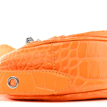 Balenciaga Extra Supple Calfskin Crocodile Embossed Le Cagole Shoulder Bag XS Pop Orange 10 of 12