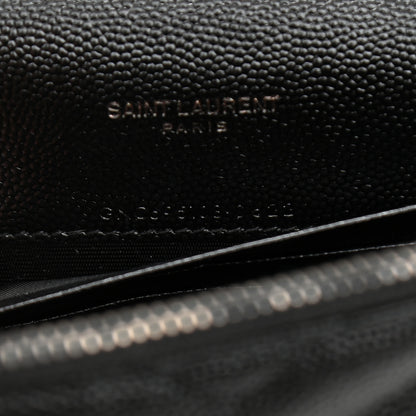 Saint Laurent Grain De Poudre Matelasse Chevron Monogram Monochrome Envelope Chain Wallet Black 6 of 7