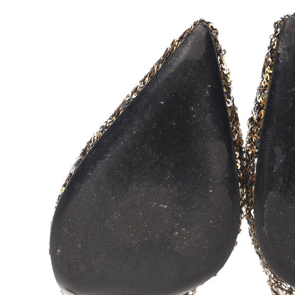Saint Laurent Sequin Paris 80 Pumps 39 Gold Silver 11 of 16