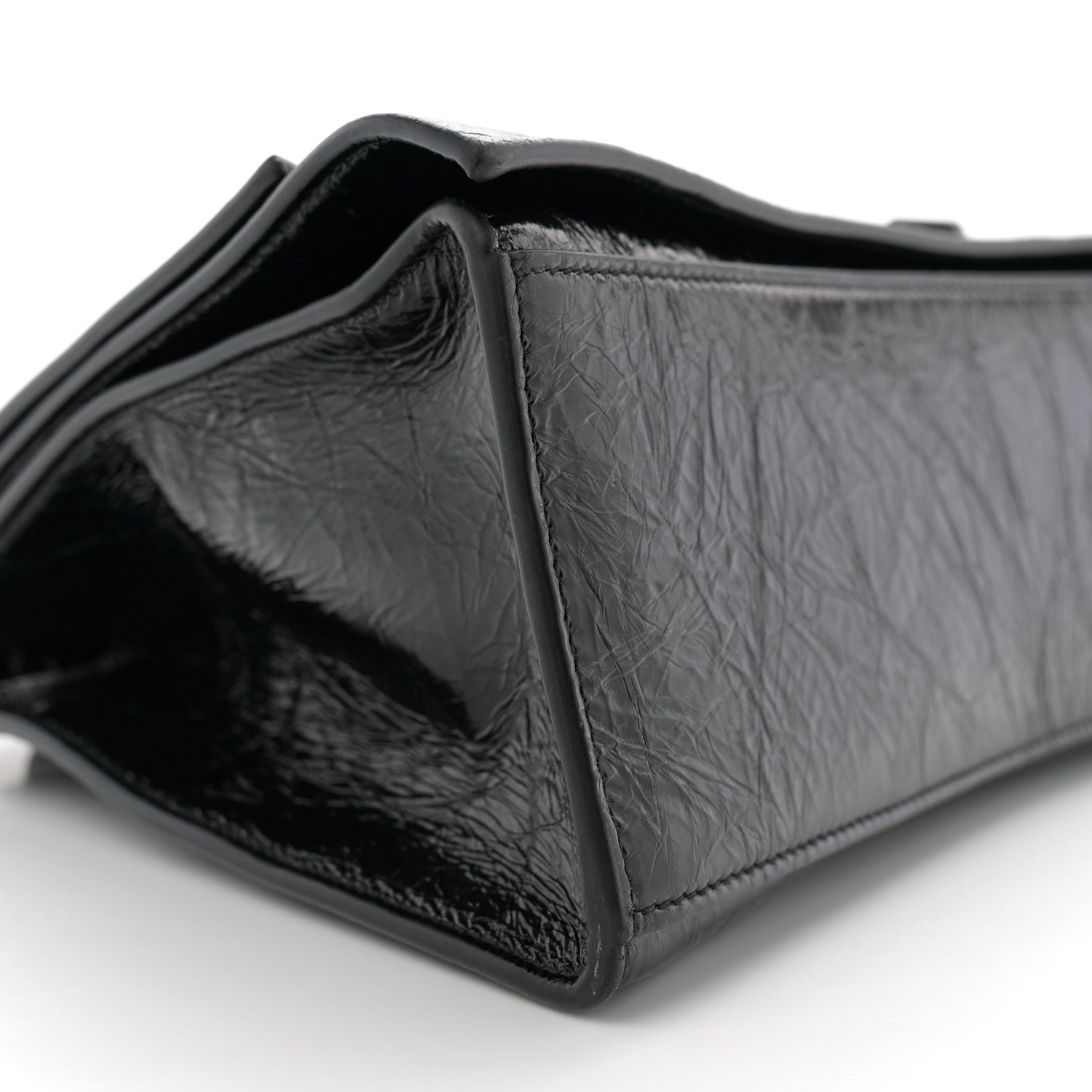 Balenciaga Crushed Calfskin Monochrome Medium Crush Chain Bag Black 9 of 10