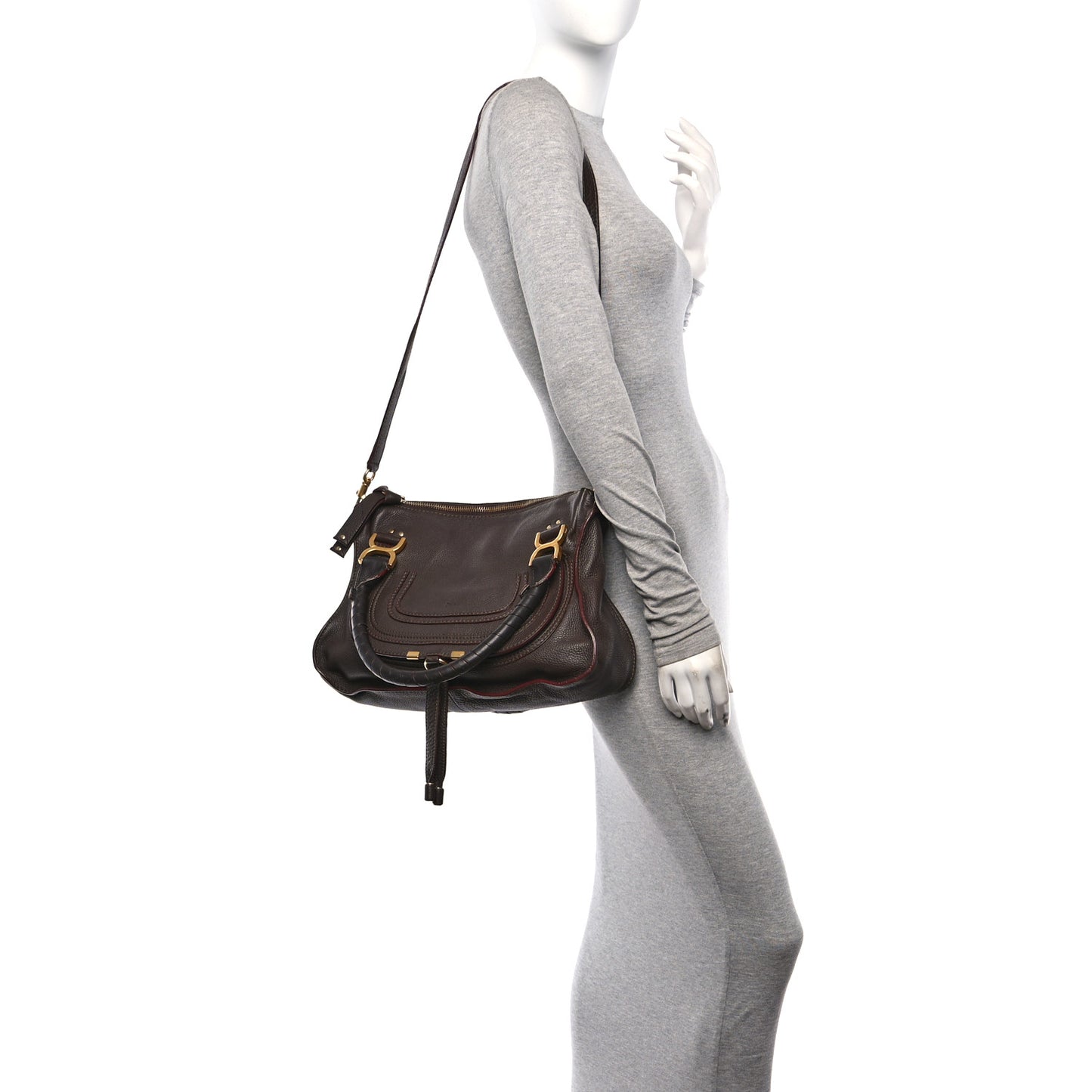 Calfskin Medium Marcie Satchel Truffle