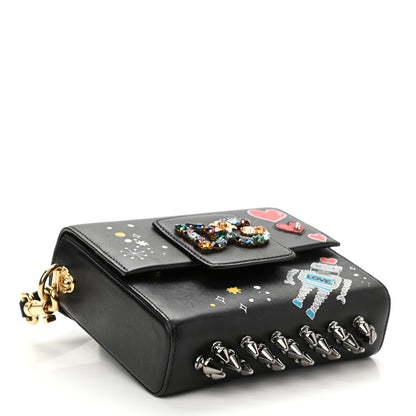 Dolce & Gabbana Crystal Embellished Calfkskin Mini Milennials Robot Satchel Black 4 of 7