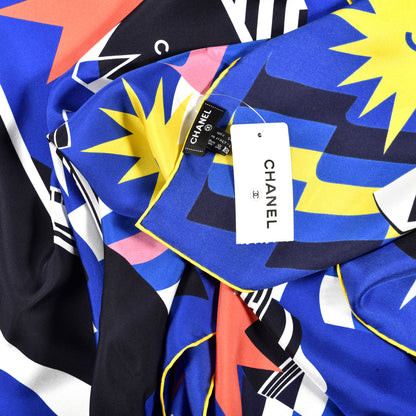 Chanel Silk CC Cruise Print Square Scarf Dark Blue 3 of 3