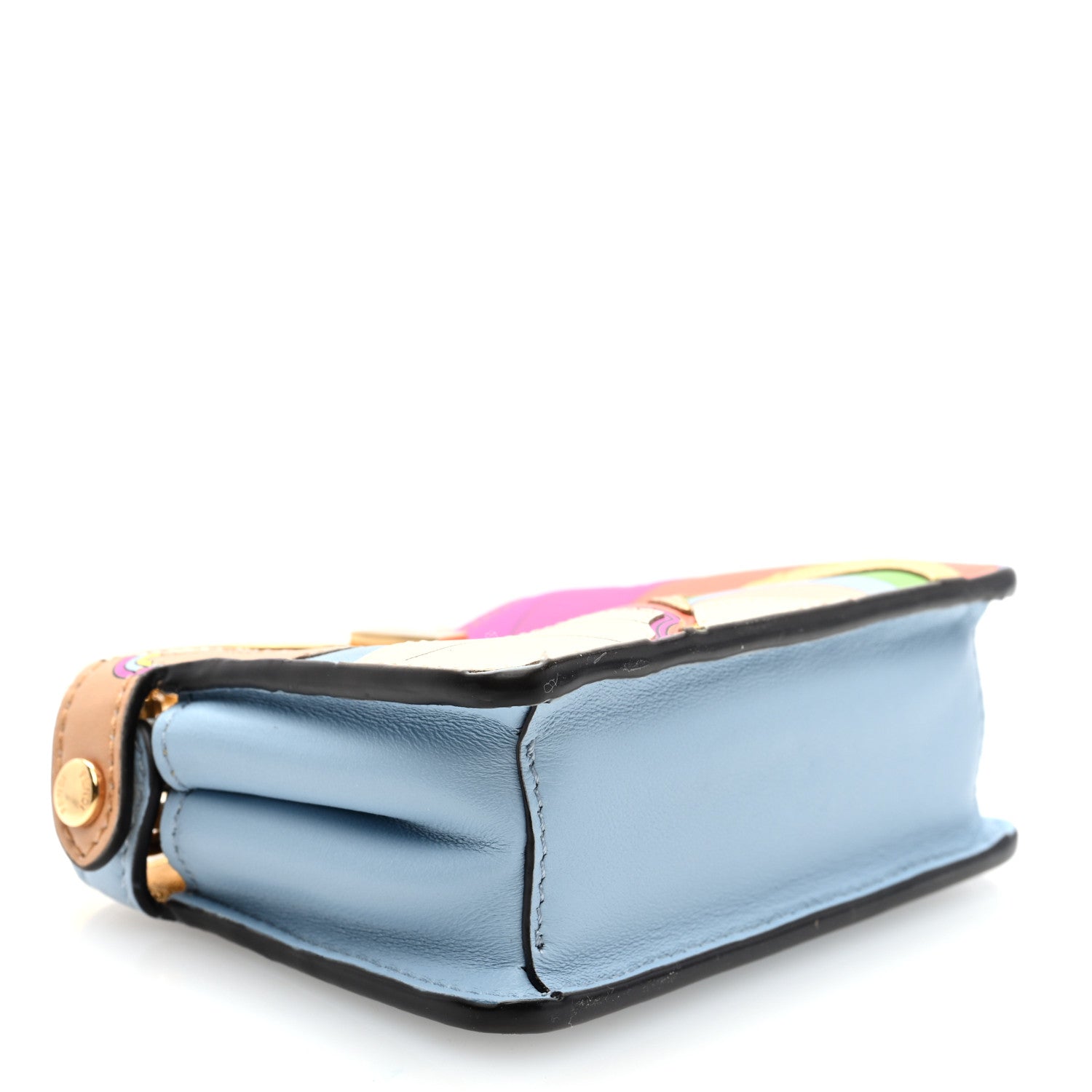 Fendi Nappa Rainbow Inlay Nano Peekaboo Maxi Handle Satchel Azzurro Baby Multicolor 4 of 10