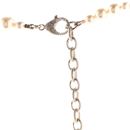 Chanel Pearl Crystal CC Camellia Short Necklace Gold 5 of 6