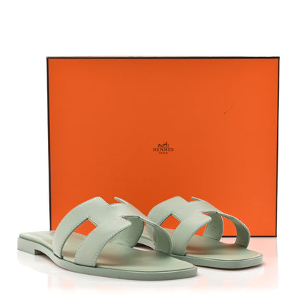 Hermes Calfskin Oran Sandals 38 Vert D'eau 10 of 10