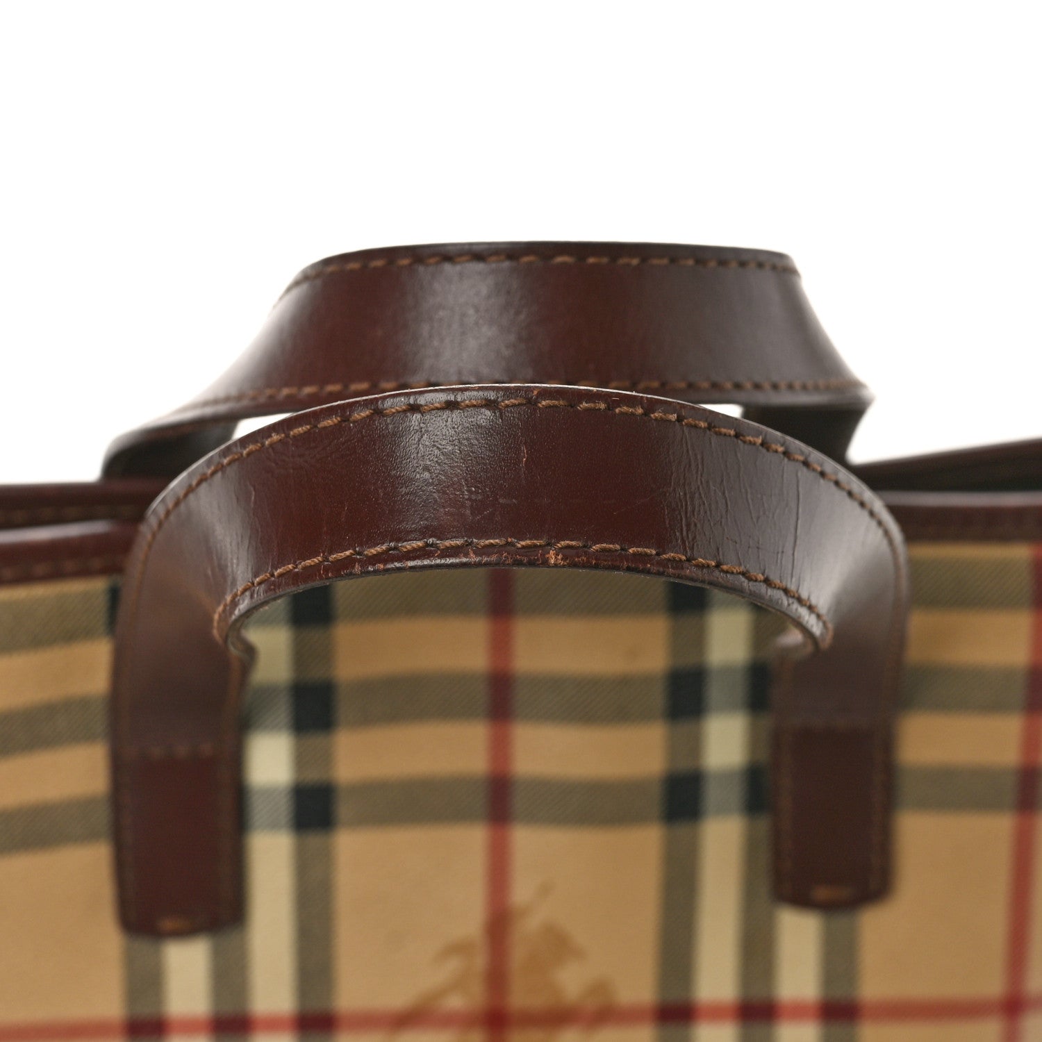 Burberry Haymarket Check Studded Small Tote Chocolate 11 of 12