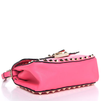 Valentino Garavani Vitello Mini Rockstud Flap Saddle Crossbody Bag Fuxia Fluo 4 of 7