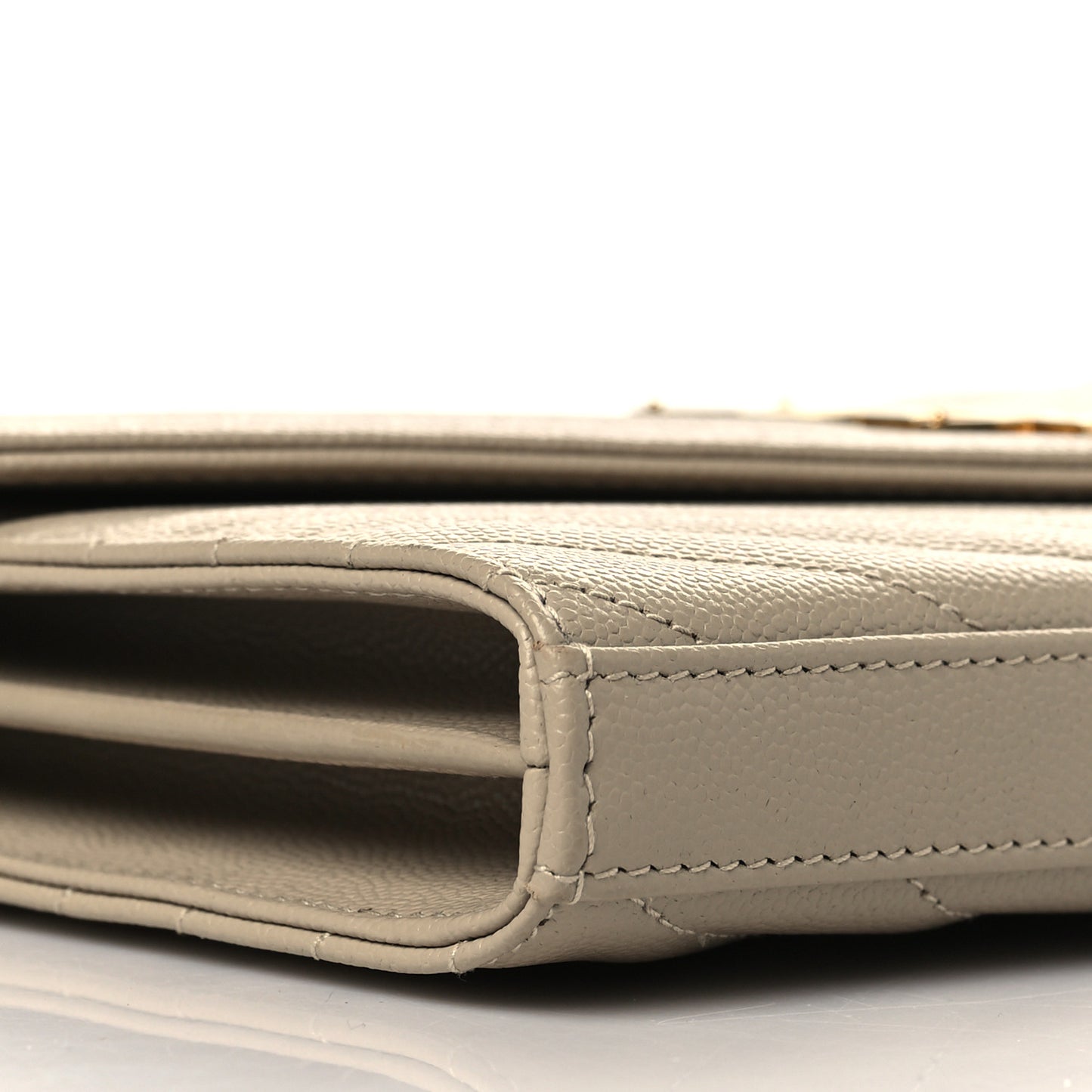 Grain De Poudre Matelasse Chevron Monogram Chain Wallet Dark Beige
