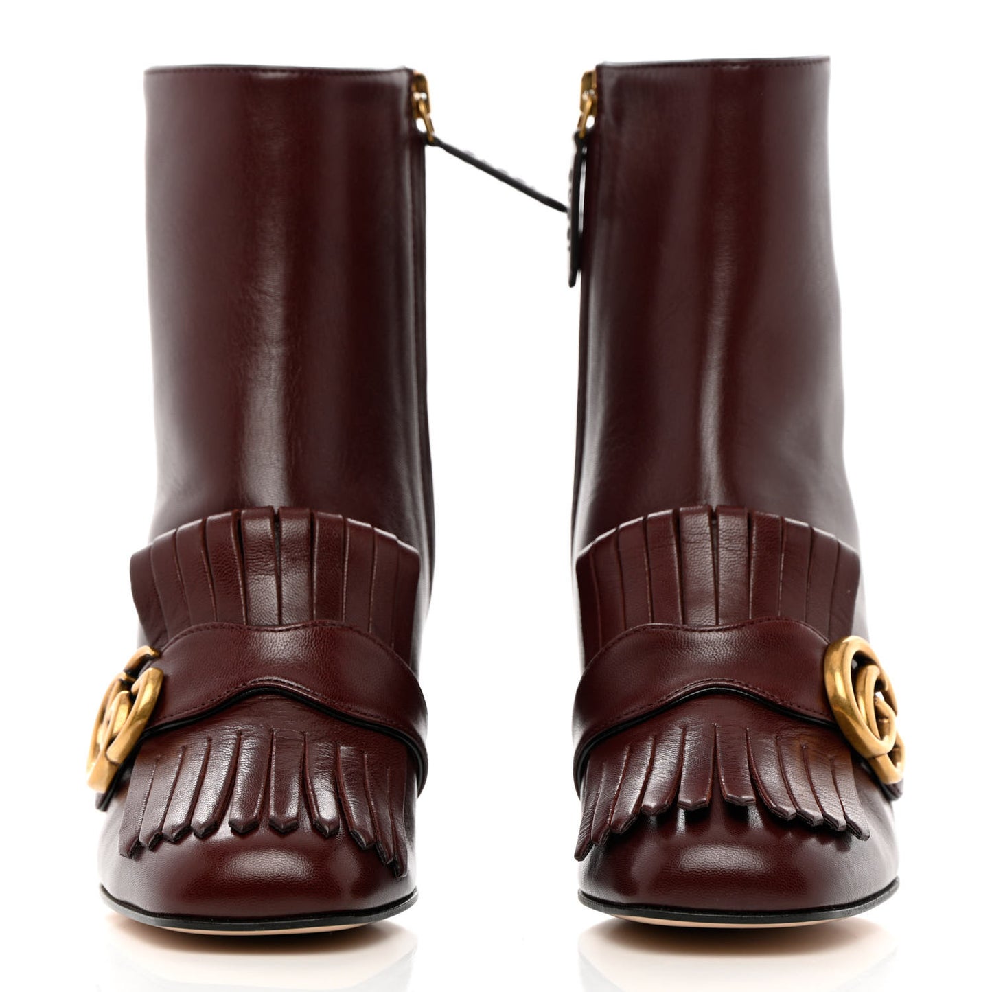 Malaga Kid GG Marmont Fringe 75mm Ankle Boots 35 Vintage Bordeaux