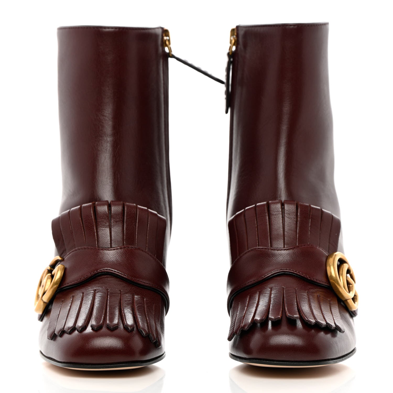 Gucci Malaga Kid GG Marmont Fringe 75mm Ankle Boots 35 Vintage Bordeaux 2 of 12