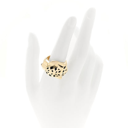Cartier 18K Yellow Gold Tsavorite Black Lacquer Panthere De Cartier Ring 57 8 2 of 6