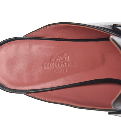 Hermes Goatskin Paradis Mules 37 Black 10 of 11