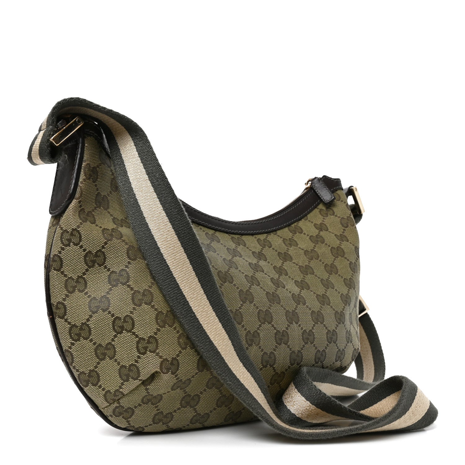 Gucci Monogram Medium Half Moon Hobo Green 3 of 10