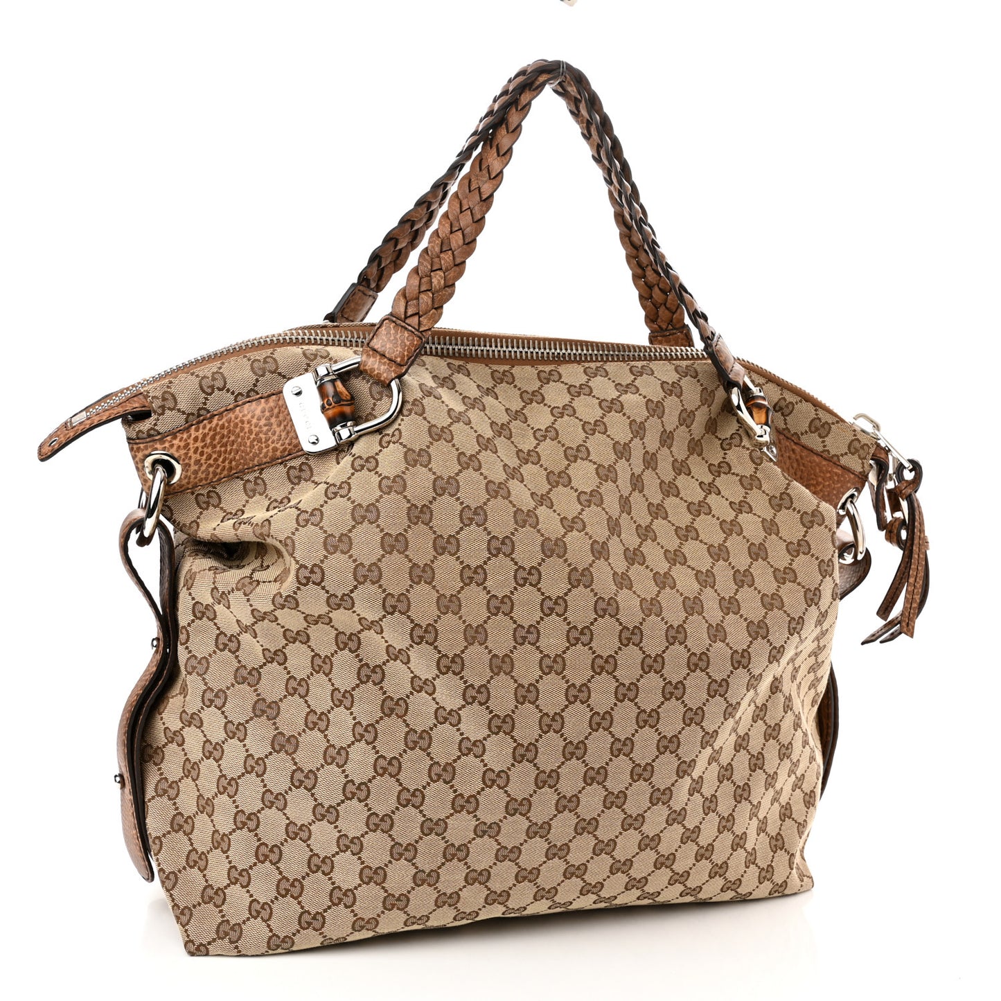Monogram Large Bamboo Bar Tassel Shoulder Bag Brown