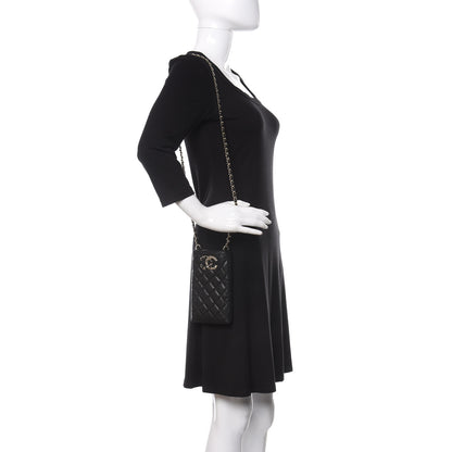 Chanel Caviar Quilted French New Wave Phone Holder With Chain Black 2 of 12