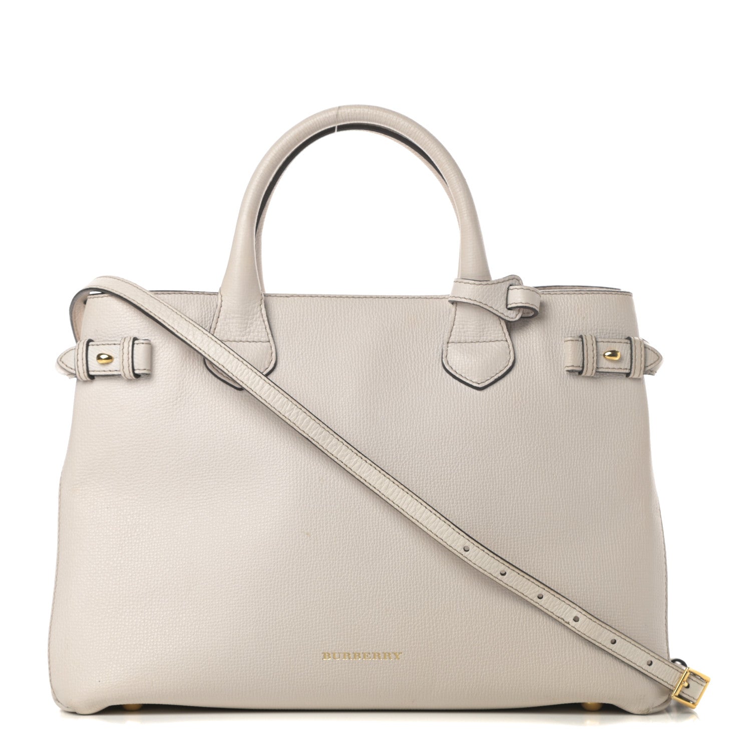 Burberry Derby Calfskin House Check Medium Banner Tote Beige 1 of 12