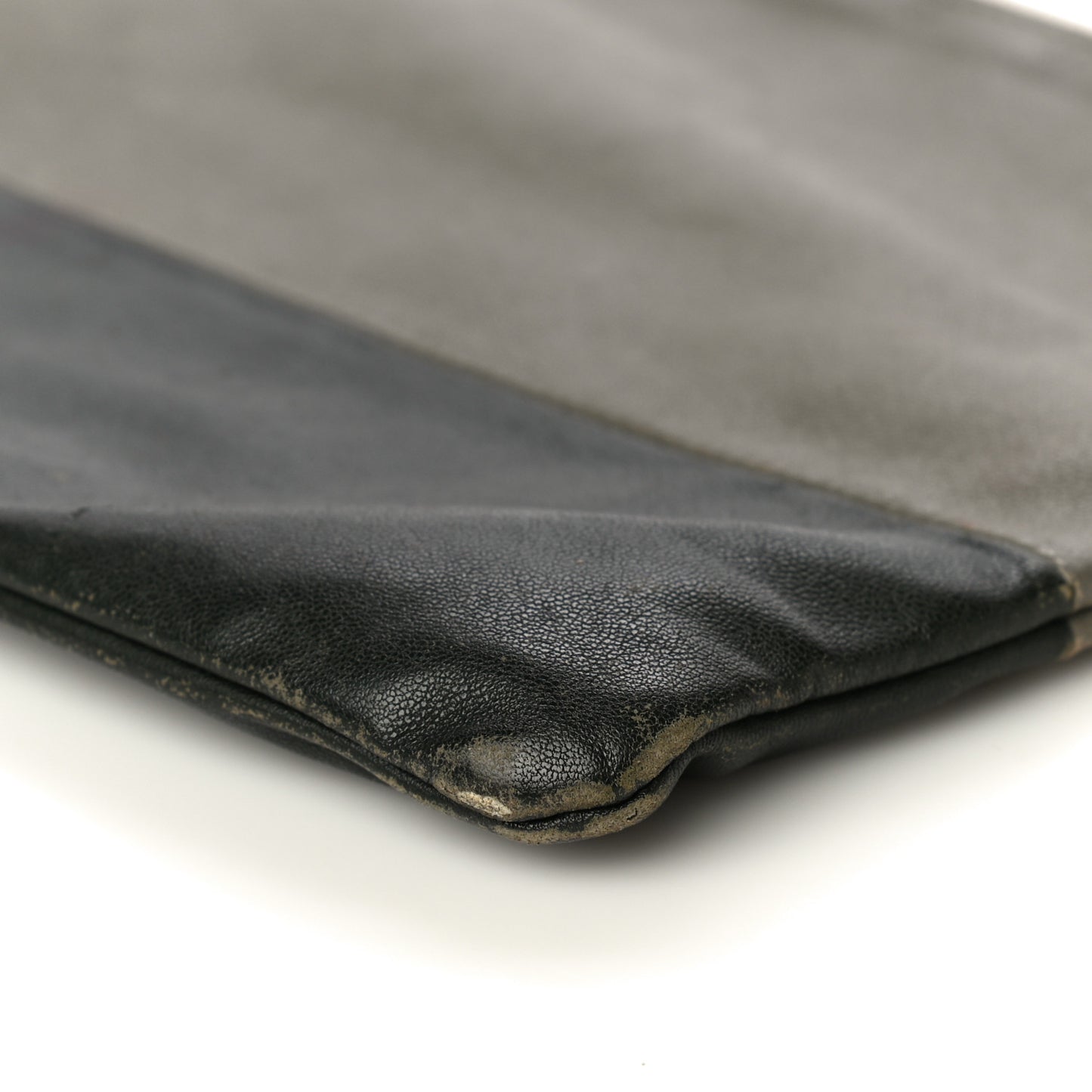 Smooth Lambskin Bi-Color Solo Clutch Pouch Army Green