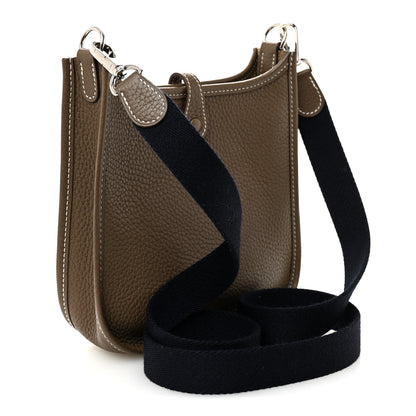Hermes Taurillon Clemence Amazone Evelyne TPM Etoupe Bleu Indigo 3 of 10