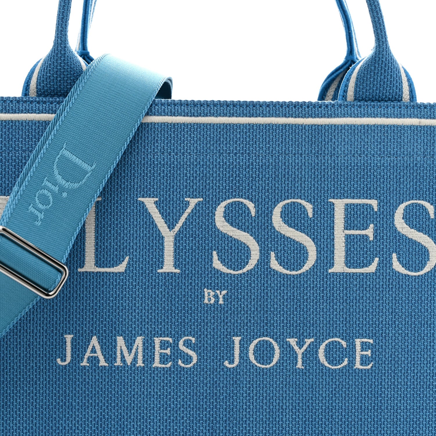 Christian Dior Cotton Toile De Jouy Oblique Embroidered Ulysses Dior Medium Book Tote With Strap Light Blue White 7 of 9