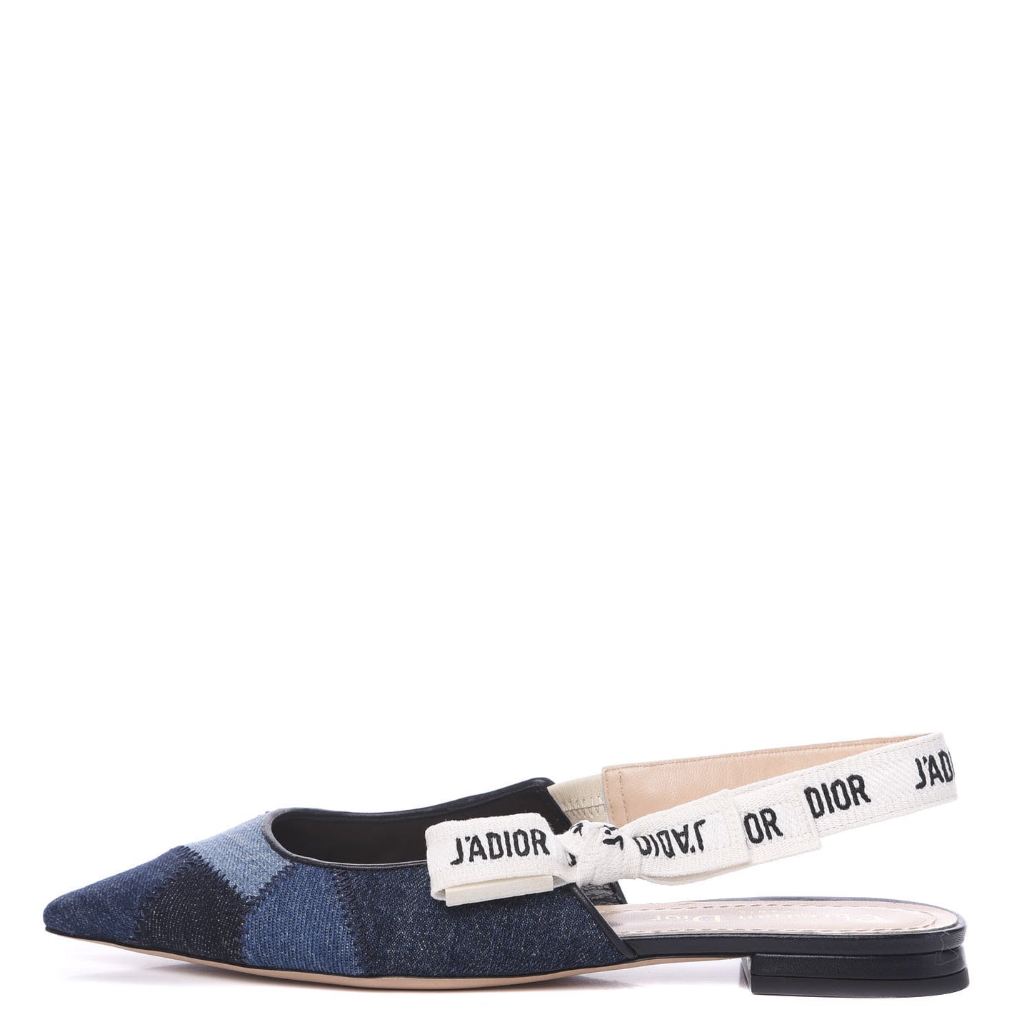 Denim Ribbon Patchwork J'Adior Slingback Ballet Flats 36 Deep Blue