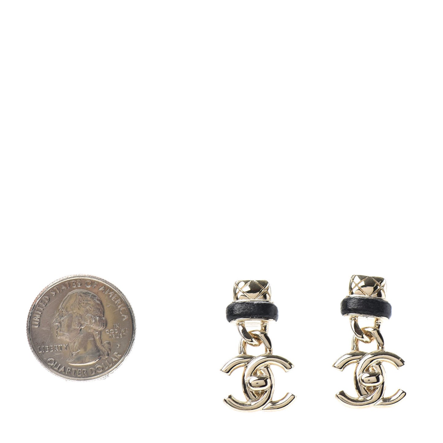 Lambskin CC Turnlock Drop Earrings Gold Black