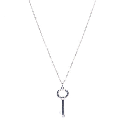 Tiffany Sterling Silver Oval Key Pendant Necklace 1 of 9