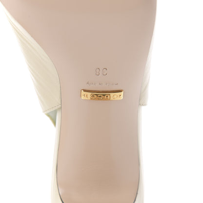 Gucci Malaga Kid Half Moon GG Square Toe Slingback Pumps 37 Vintage White 8 of 10
