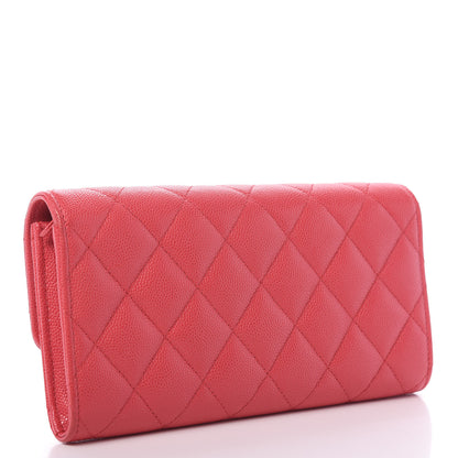 Chanel Caviar Quilted Long Flap Wallet Dark Pink 4 of 12