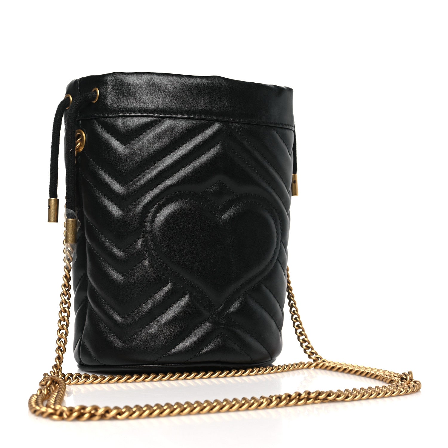 Gucci Calfskin Matelasse Mini GG Marmont 2.0 Bucket Bag Black 3 of 9