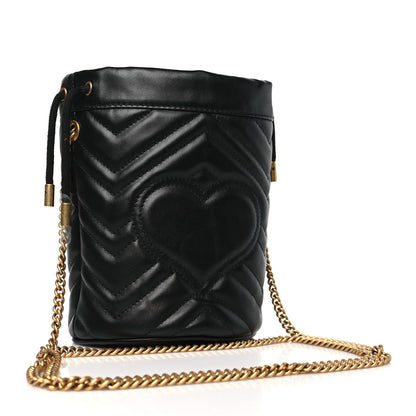 Gucci Calfskin Matelasse Mini GG Marmont 2.0 Bucket Bag Black 3 of 9